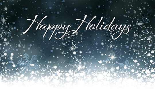 Happy Holidays card with bright stars