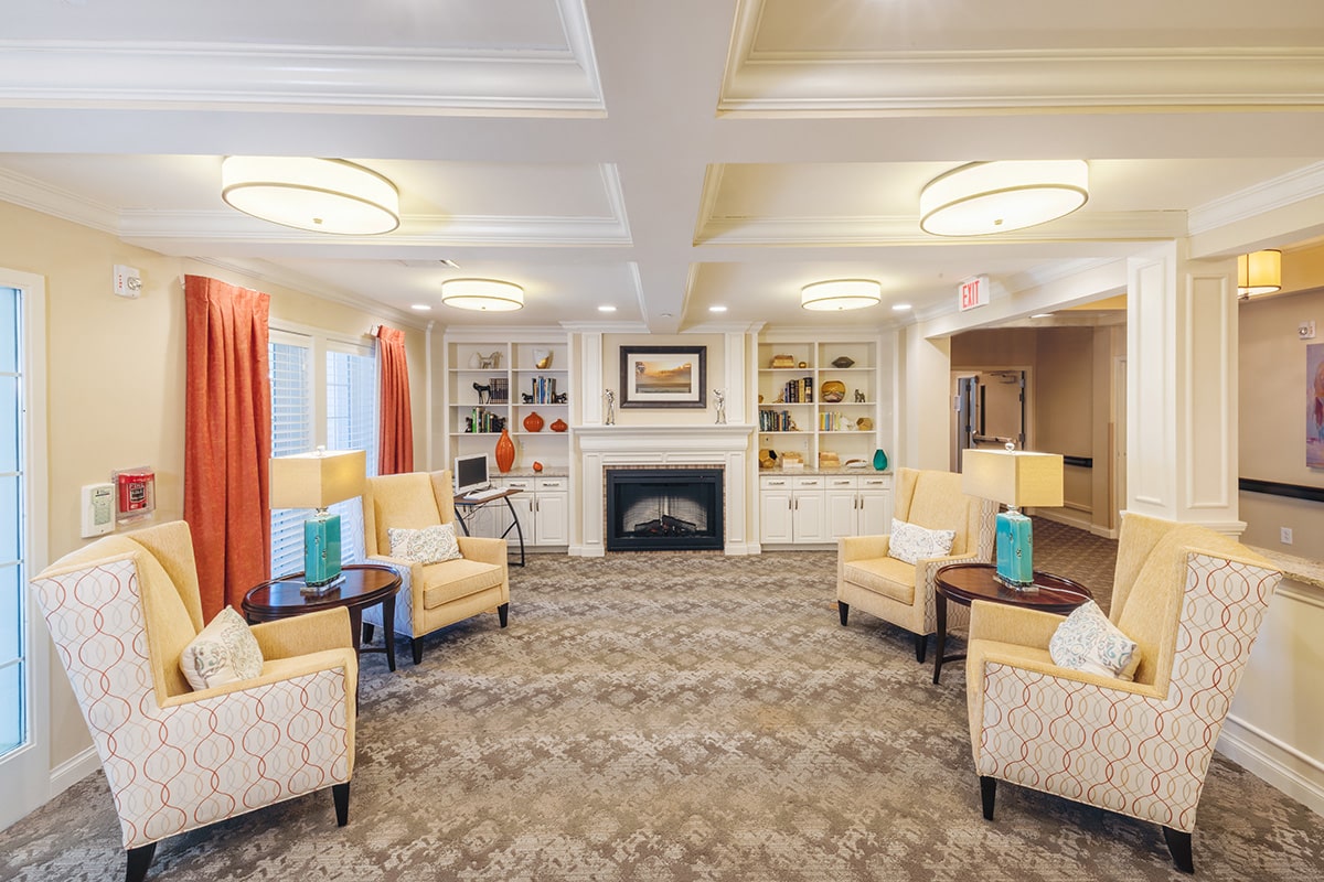 soft seating in a comfortable lobby at the Anchor Post Acute facility