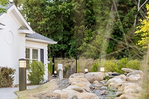 stream and courtyards at the Anchor Post Acute facility